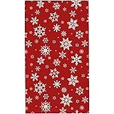Hand Towel Christmas Red Snowflake Xmas Face Washcloth Fingertip Bath Towels 27.5 x 15.7 Inch Microfiber Quick Dry Soft Absorbent Luxury Kitchen Dish Cloth for Bathroom Beach Gym Hotel Salon Spa Sport