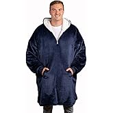 trekki Oversized Hoodie Blanket Sweatshirt, Wearable Blanket Hoodie Men Women with Zip, Comfy Fleece Hooded Blanket Adult