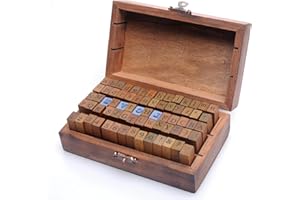 YPSELECTED Set of 70pcs Vintage Style Wooden Rubber Alphabet Letters Number Symbol Stamps (Regular Script)