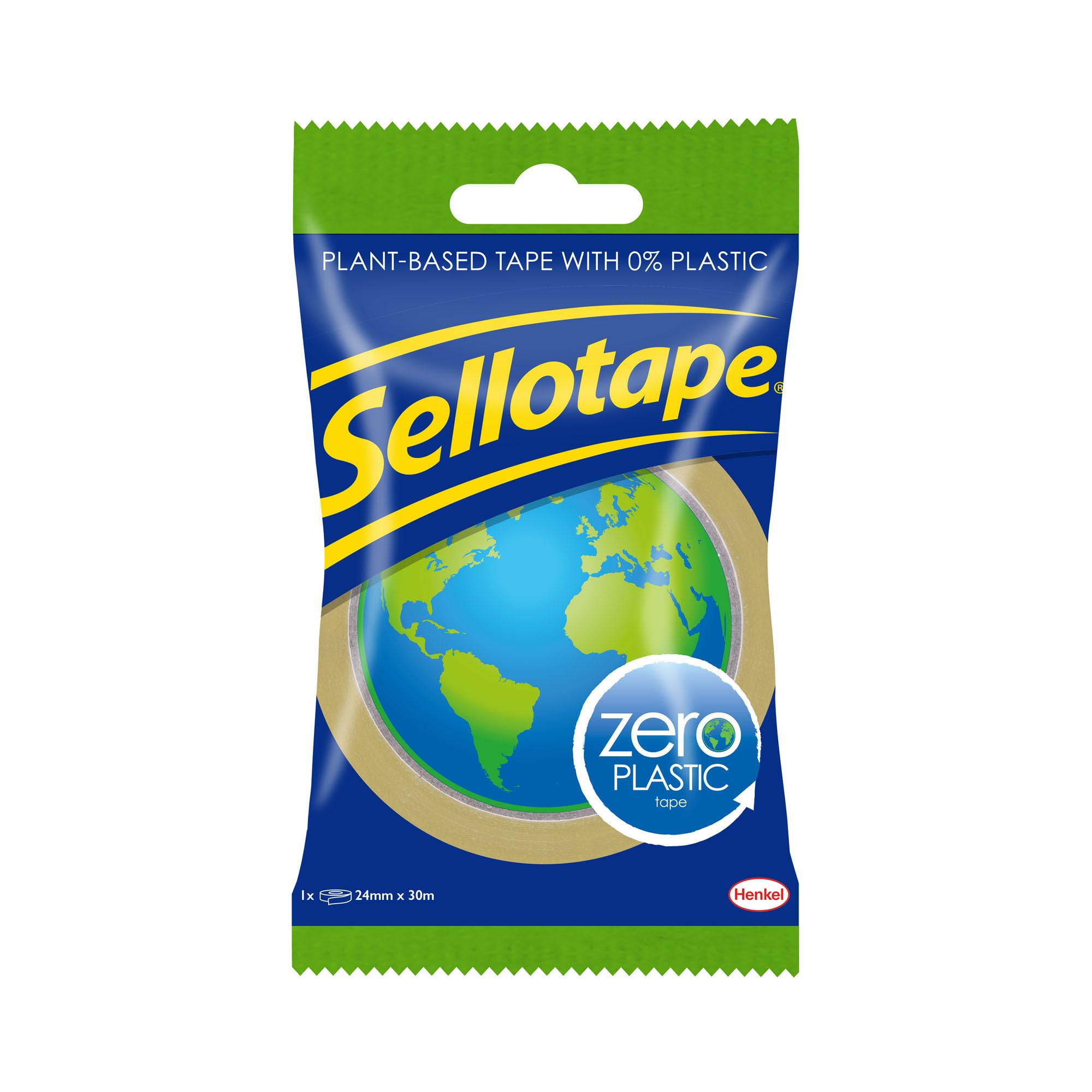 Sellotape Zero Plastic, Multi-Purpose Clear Tape for Wrapping, Household Objects, Sticking Envelopes or Cards, Easy to Use Packaging adhesive, 24mmx30m