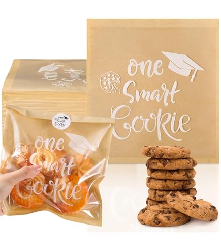 200-Pack Graduation Gift Bags – 'One Smart Cookie' Kraft Paper Treat Bags, Self-Seal - View #8