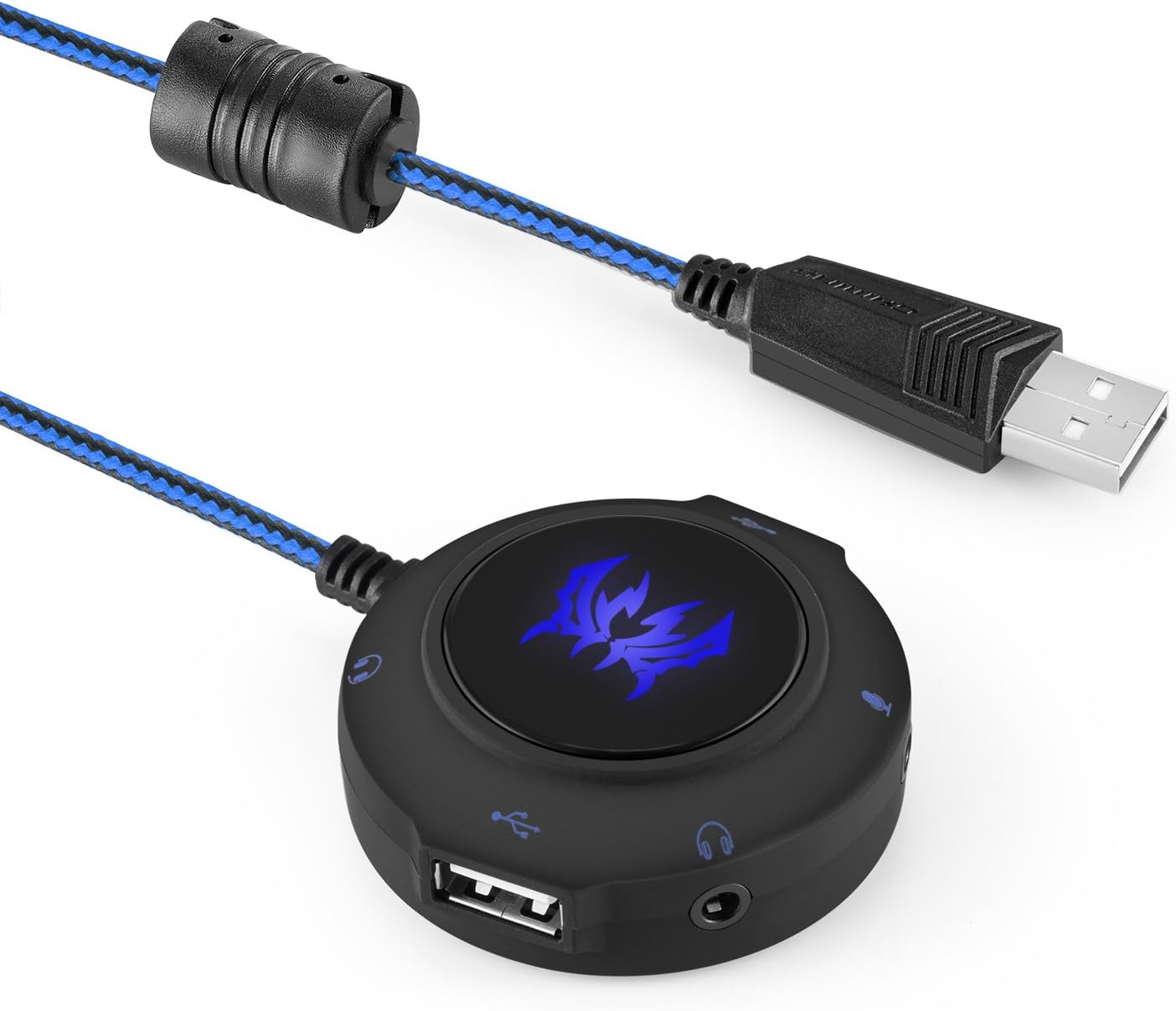 KOTION EACH External USB Stereo Sound Card - Noise Cancelling Headset Adapter with 3.5mm Stereo Headphone Speaker Jack and Microphone Jack