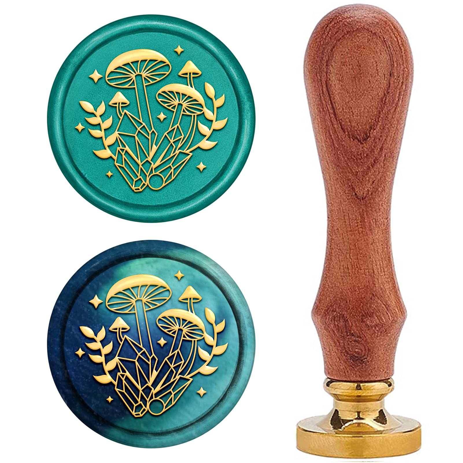 CRASPIRE Wax Seal Stamp Mushroom Vintage Sealing Stamp 25mm Removable Seal Head with Wood Handle for Envelope Invitation Card Embellishment Box Gift Decoration