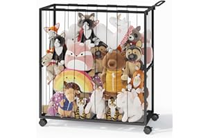 BBLIKE Stuffed Animal Storage - 141L Zoo Net with Wheels, Save Space Toy Storage Organizer, Vertical Holder for Kids Room, Pl