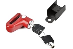 HIYOO Safety Disc Lock Motorcycle Bike Anti-Theft Wheel Brake Lock Padlock Waterproof Loud for Motorcycle Bike Scooters Mountain Road MTB Cycling Rotor Disc Brake Wheel Lock with Two Keys (Red)