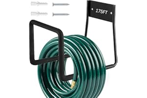 BAKEWAY Garden Hose Holder Wall Mount - Metal Hose Hanger Water Hose Holders for Outside, Heavy Duty Hose Hook for Garden Hose, Expandable Hose, Hose Reel, Water Hose, Extension Hose Square -175 FT