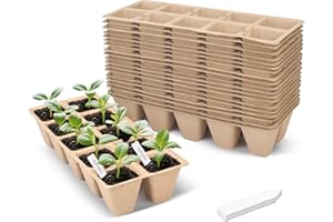 ARGCONNER 200 Cells Peat Pots, Seed Starter Trays Planting Trays for Seedlings, 20 Pack Germination Trays Peat Pot with 20 Labels