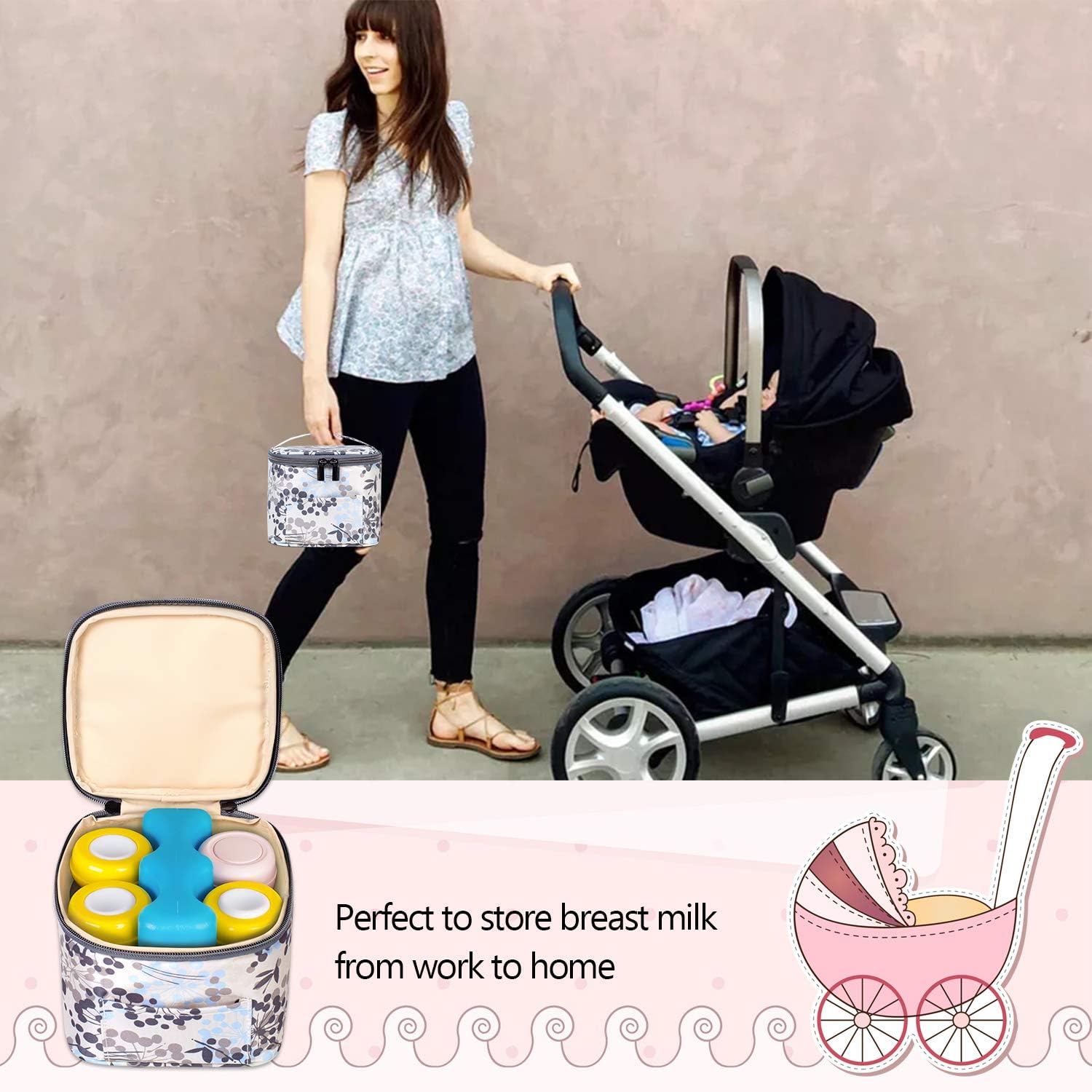 Teamoy Glaciere De Lait Maternel Pour Le Lait Maternel Frais De Magasin Et De Transport Pissenlit Et Sac De Glace Glaciere Pour 4 Biberons De Lait Maternel Pour Bebe 1 Ml A