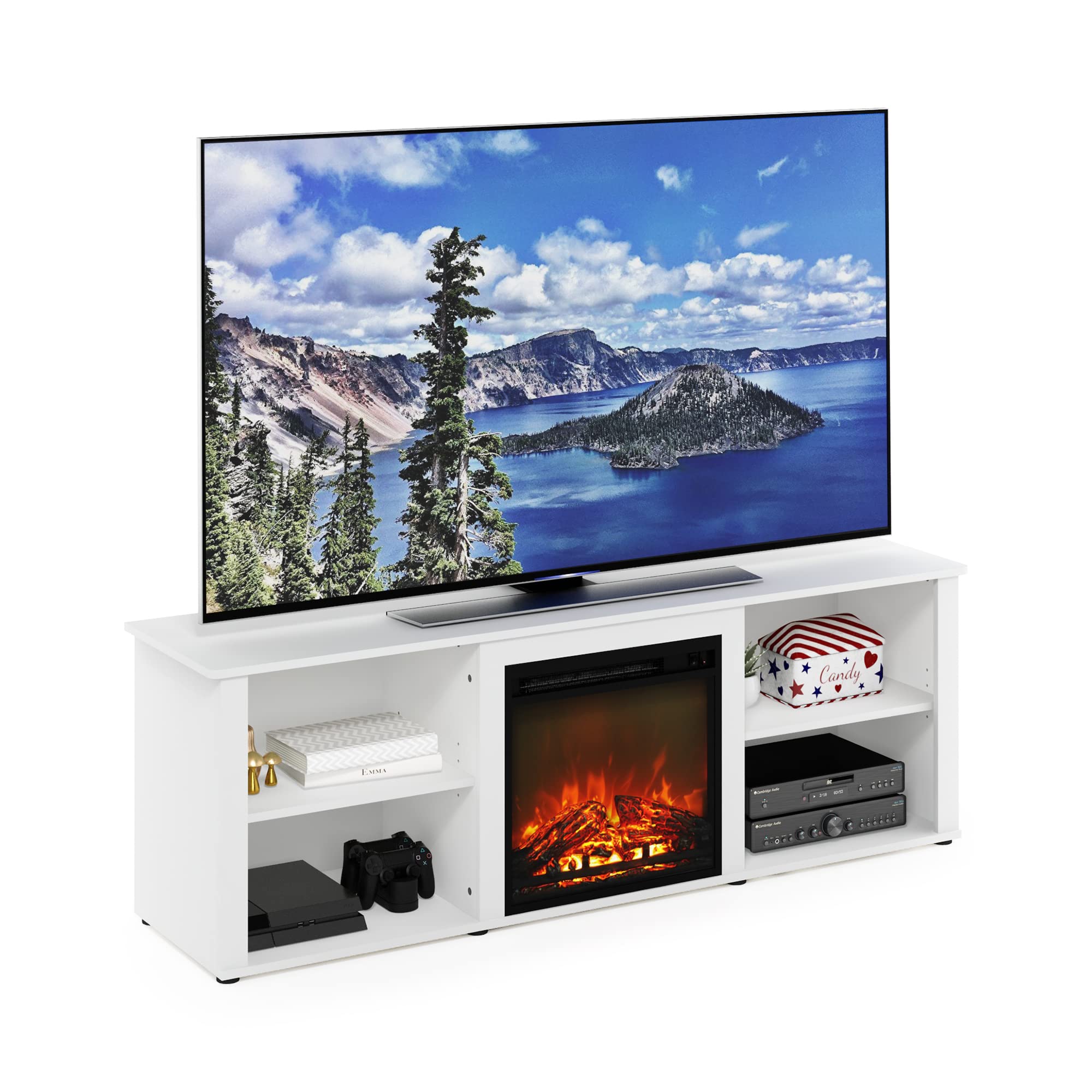 Photo 1 of **pre opened** Furinno Classic 70 Inch TV Stand with Fireplace, Solid White