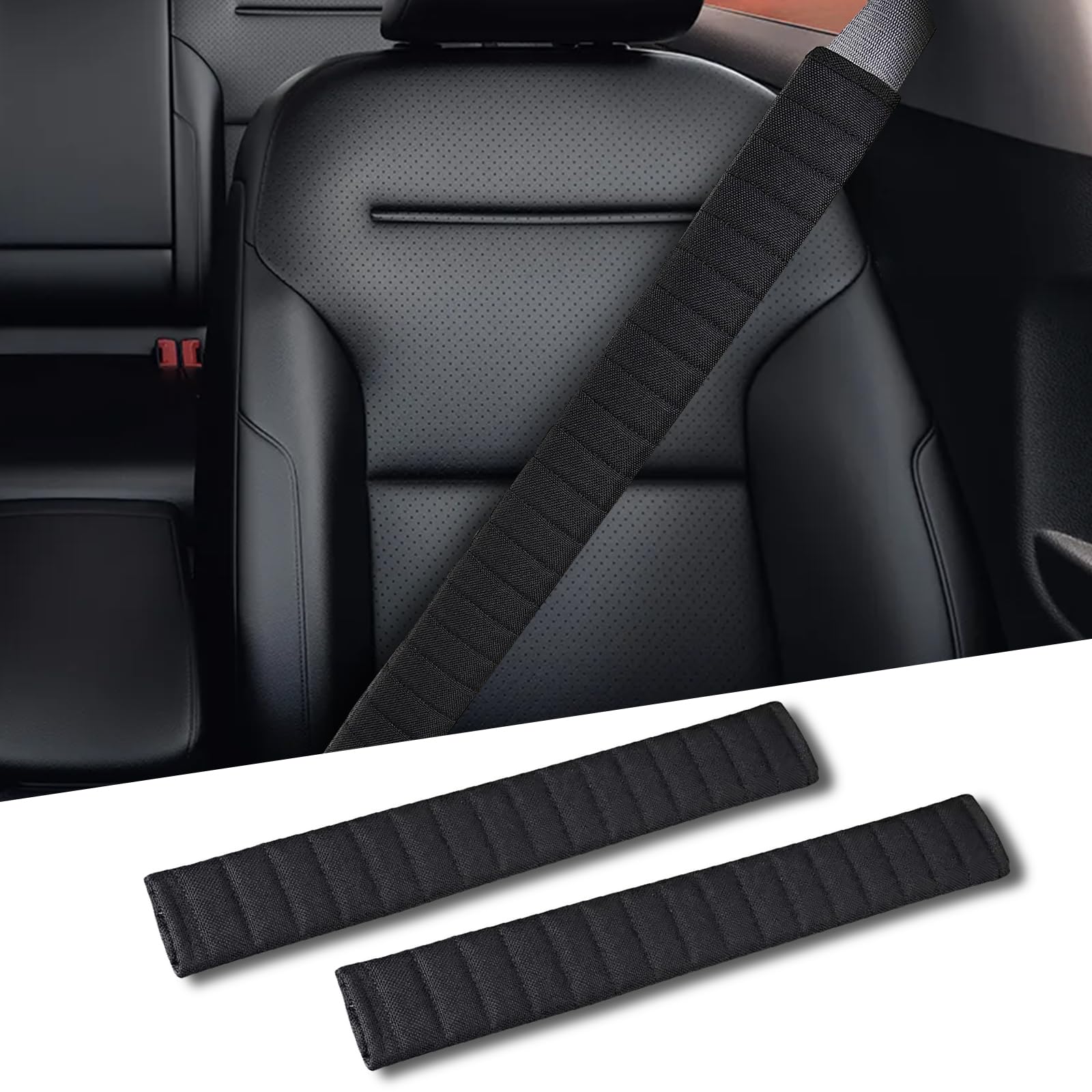 Photo 1 of 2Pcs Extra Long Seat Belt Covers for Adults,25In Seatbelt Cover,Car Seat Belt Strap Cushion,Shoulder Pad Protector,Car Decorations for Women Men Kids,Auto Interior Accessories for SUV,Trucks(Black)