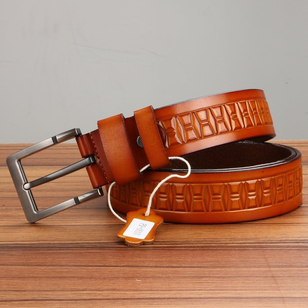 Fashion Mens Leather Belts Retro Orange Belt Belts Men