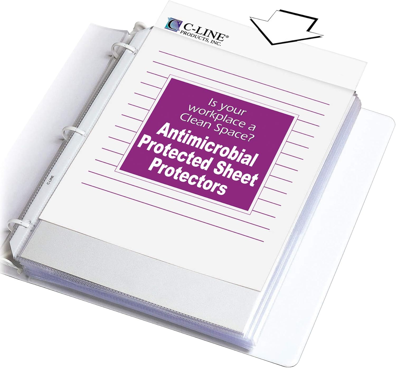 C-Line Clear Top-Loading Heavyweight Antimicrobial Poly Sheet Protectors, 8.5 x 11 Inches, 100 per Box (62033) : Office Products