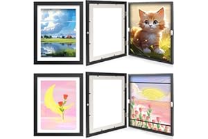DEHVIHS Kids Artwork Frames Changeable, 8.5x11 Front Opening Kids Art Frame, Childrens Art Frames with Storage Holds 50 Crafts Great for Children Drawings, 3D Picture, Portfolio (Black-4 Pack)