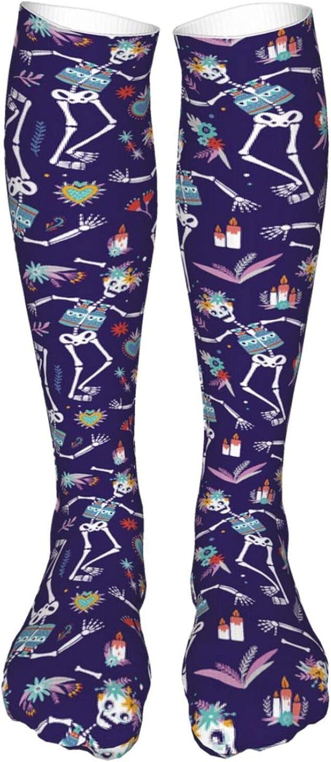 Dancing Skull Funny Compression Socks Knee High Socks For