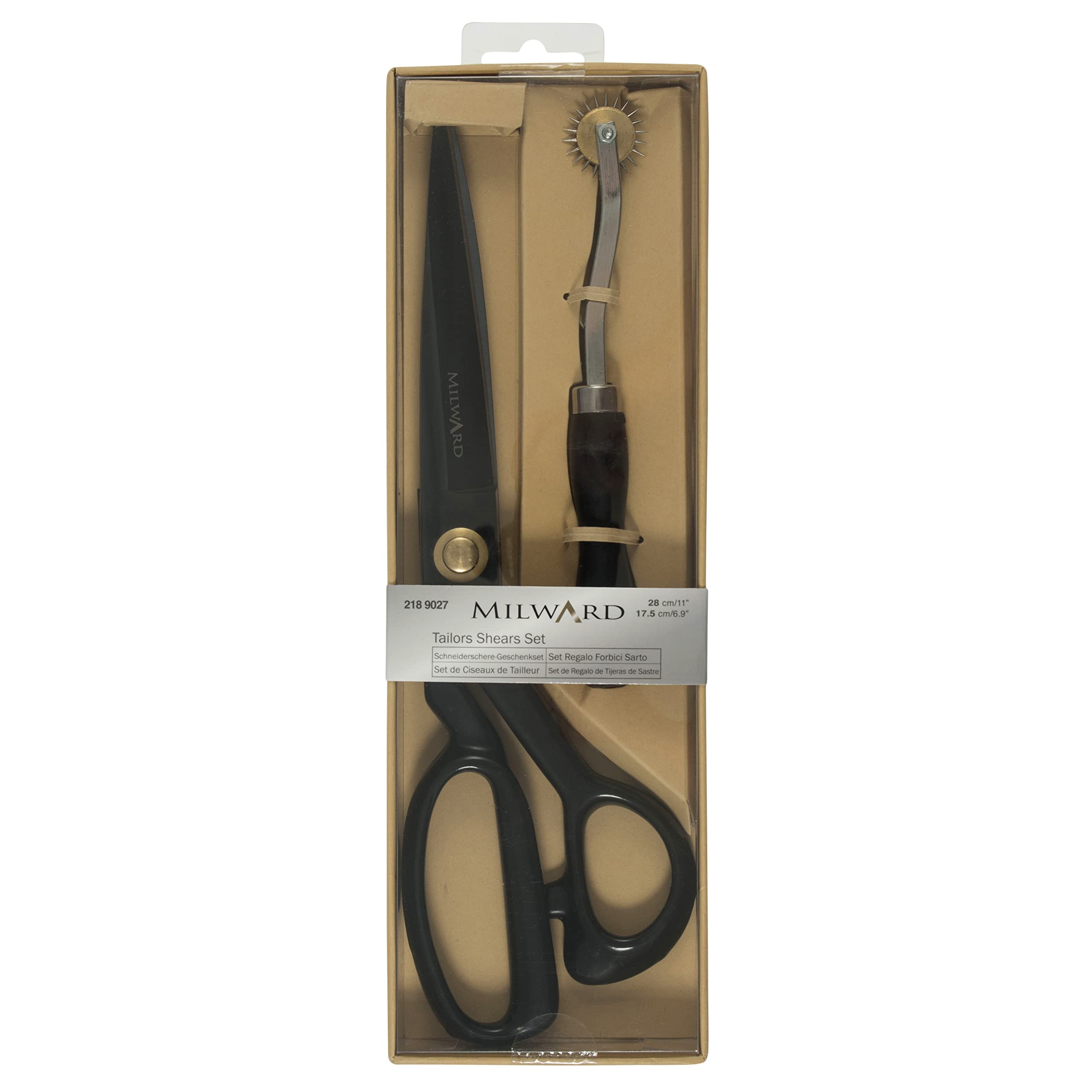Milward Scissor Gift Set, Black, 28cm Tailors Shears, 17.5cm Tracing Wheel, 2189027