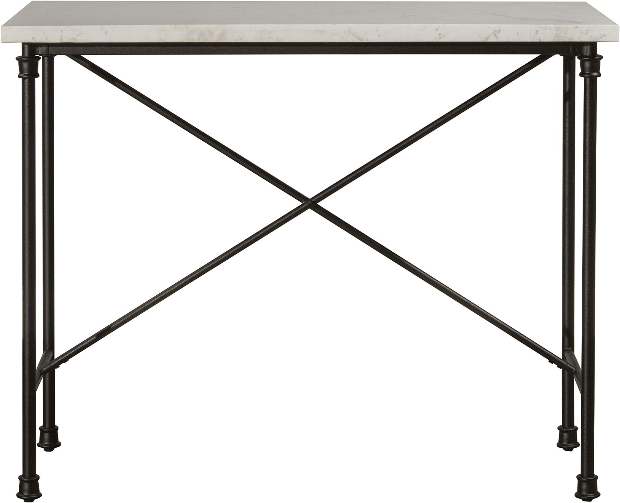 Stone & Beam Amber Metal Buffet Table Kitchen Storage Rack, 47.5"W, White, Carrera Marble, Black Metal