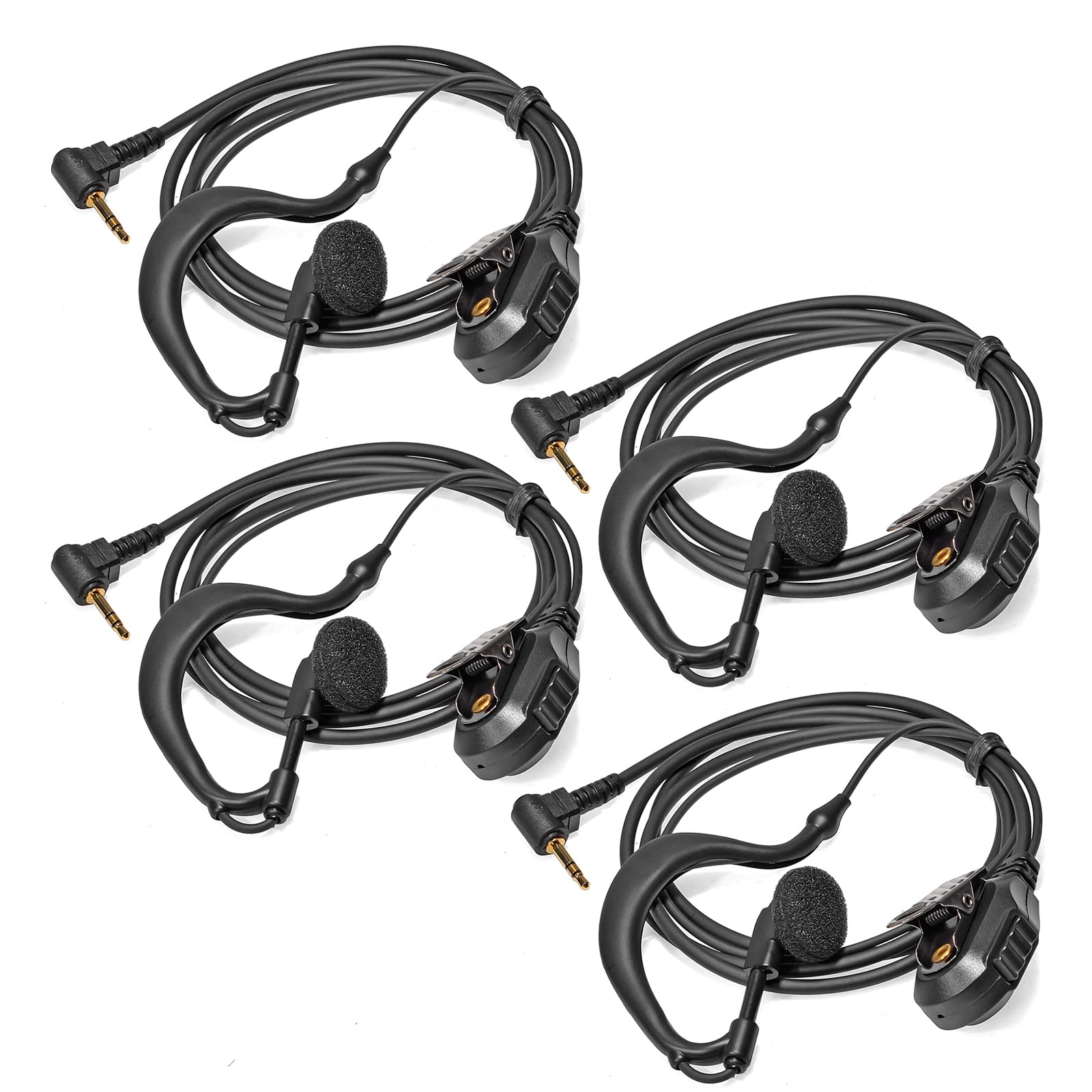 HYSHIKRA 2.5mm G-Shape Earpiece with Mic 1 Pin Walkie Talkie Headset Compatible for Motorola TLKR T60 T61 T62 T81 T80 T82 Extreme Hunter HYT TC-320 2 Way Radio (4 Pcs)