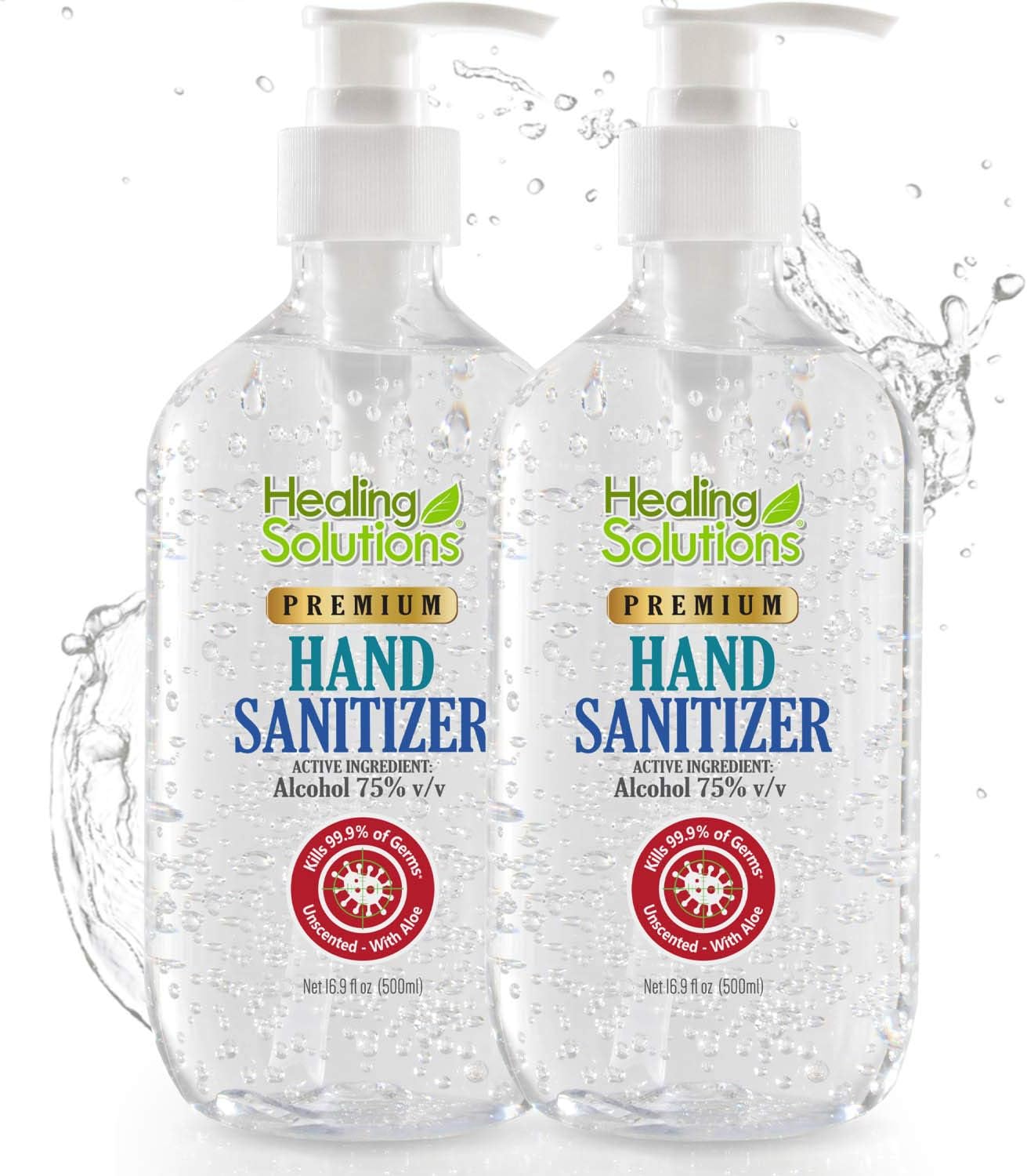 Hand Sanitizer Gel (2 Pack x 16.9oz) - 75% Alcohol - Kills 99.99% of Germs - Scent Free Antibacterial Gel with Vitamin E & Aloe for Moisturizing : Beauty