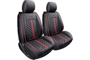 Tomatoman Toyota Tacoma Seat Covers Custom Fit 2005-2022 2023 2024 2025 Access Crew Double Cab Truck TRD Pro Trail Edition Limited SR5 Offroad Car Cushions (2 PCS Front/Black-Red)
