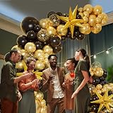 Conleke 161Pcs Black Gold Balloon Arch Kit with Explosion Star Foil Balloons view 5