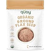 Quay Naturals Organic Ground Flaxseed,1 lb - Flaxseed Meal with Plant-Based Omegas, Fibers &amp; Proteins for Smoothies, Salads, Baking &amp; Yogurt - Non-GMO