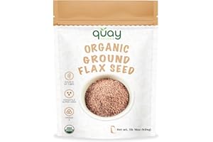 Quay Naturals Organic Ground Flaxseed,1 lb - Flaxseed Meal with Plant-Based Omegas, Fibers & Proteins for Smoothies, Salads, 