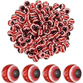 YOKIVE 200 Pcs 6mm Evil Eye Beads, Resin Turkish Evil Eye Charm Handmade Round Beads Loose Spacer Beads Great for DIY Art Craft Bracelet Necklace Earrings Making (Red)