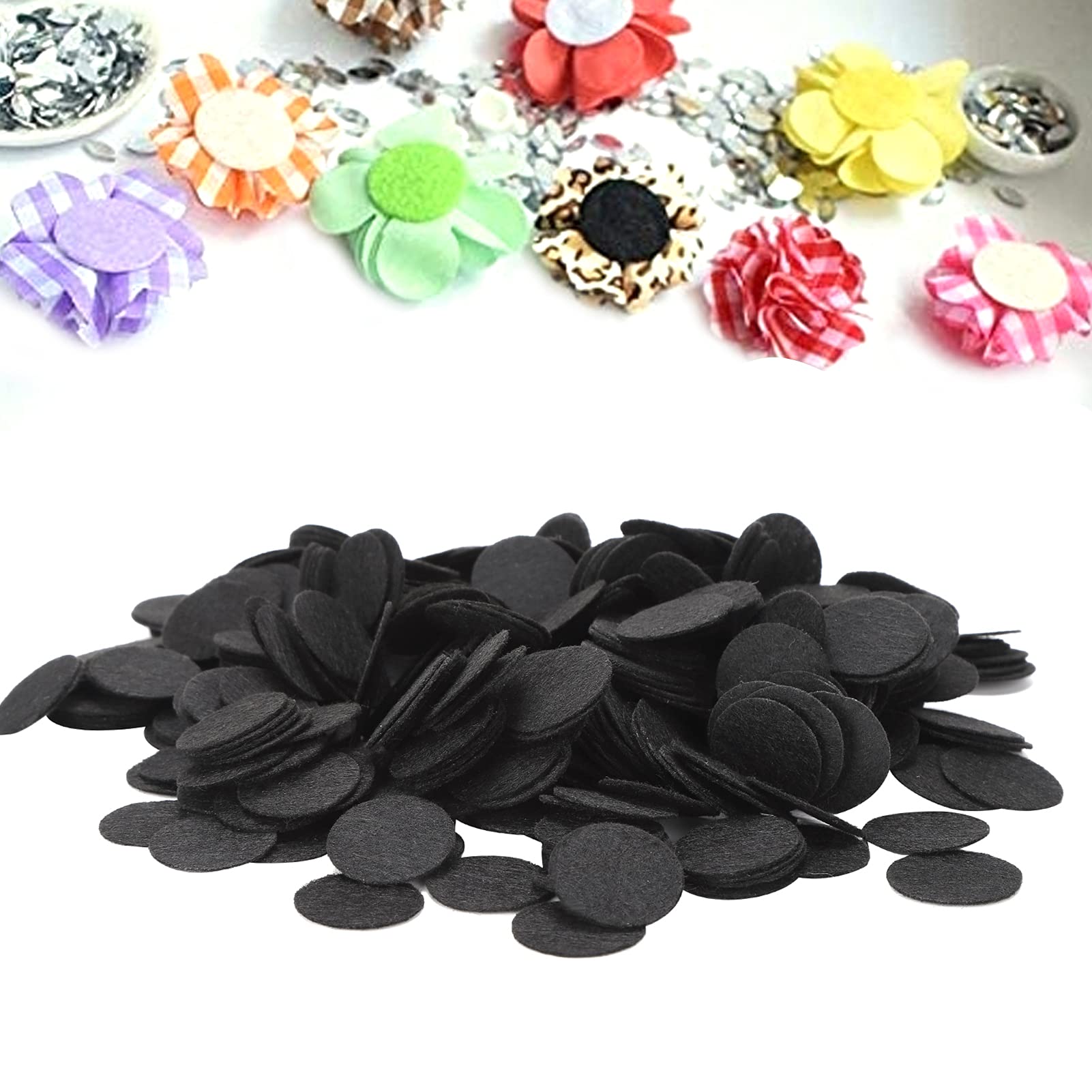 White Felt Circles, 500Pcs 25mm Nonwoven Round Felt Fabric Pads Circle Felts Decor Craft Patch DIY Accessories Chip Hair Decoration