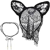 Bunny Ears Headband Black Lace Mask Rabbit Hair Hoops Women Sexy Cute Cat Animal Headpiece Hairband Hair Bands Masquerade Halloween Christmas Easter Birthday Cosplay Dress Up Party Hair Accessories