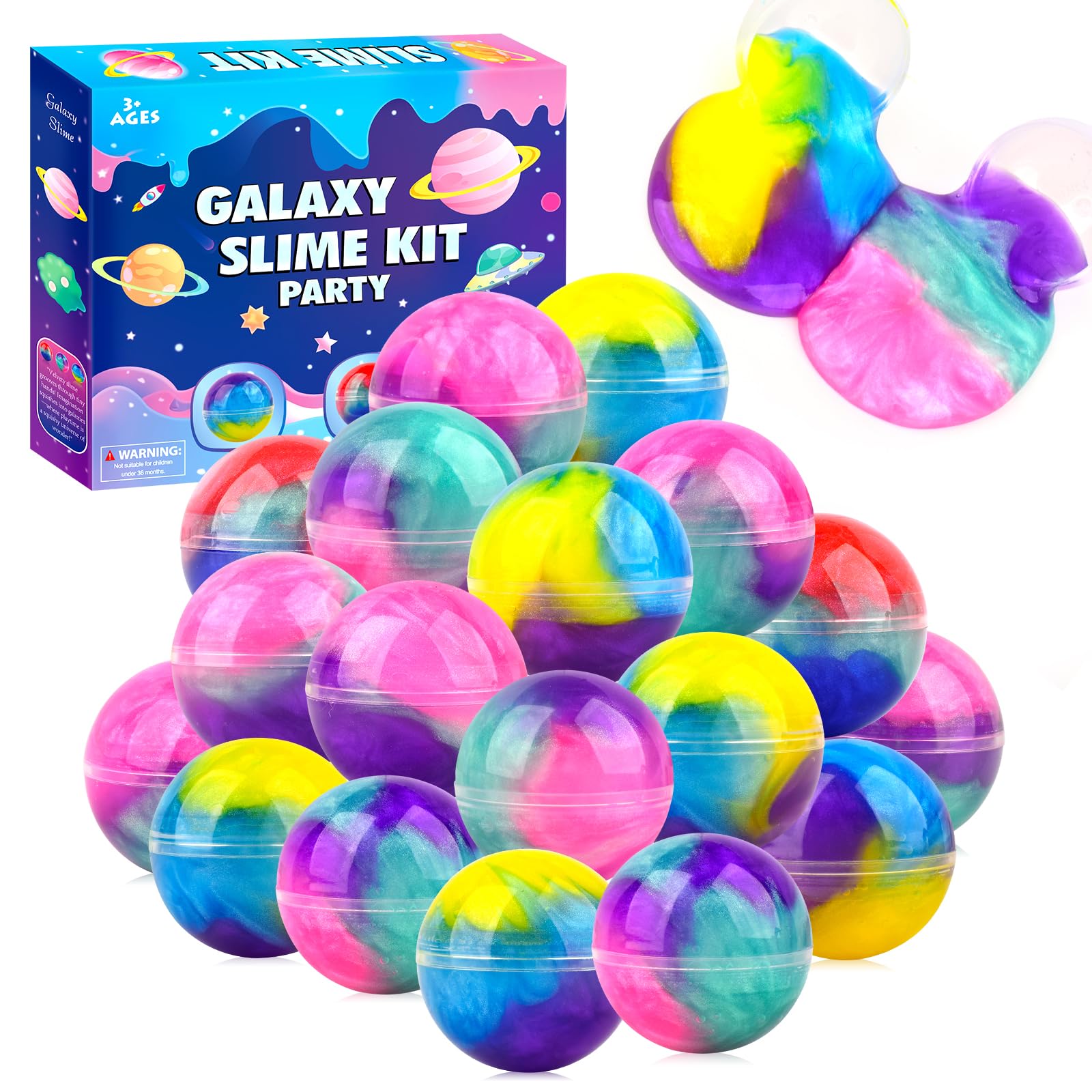 Photo 1 of 28-Pack Slime Party Favors, Bulk Galaxy Slime Balls Stretchy, Non-Sticky, Mess-Free for Kids, Stress Relief Mini Toys for Girls and Boys - Classroom Reward, Party Supplies, Goodie Bag Stuffers