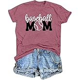 Baseball Mom Shirt Womens Mom Shirt Short Sleeve O-Neck Letter Print Casual Tops Tees