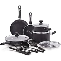 GreenLife Soft Grip Diamond Healthy Ceramic Nonstick, Cookware Pots and Pans Set, 13 Piece, Black