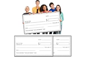 DIANELHALL 2 Pieces Giant Blank Check Fake Checks Oversized Presentation Check Big Check Large Presentation Check for Donation Awards Fundraisers Charity, 30 x 16 Inches (Minimalist)