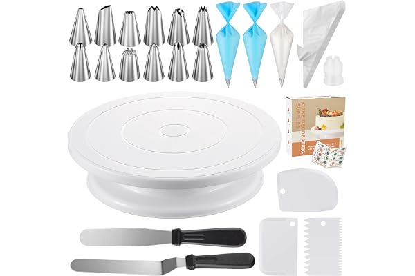 Kootek 71PCs Cake Decorating Kit, Cake Decorating Supplies Set with Cake Turntable, 12 Numbered Icing Piping Tips, 2 Spatulas