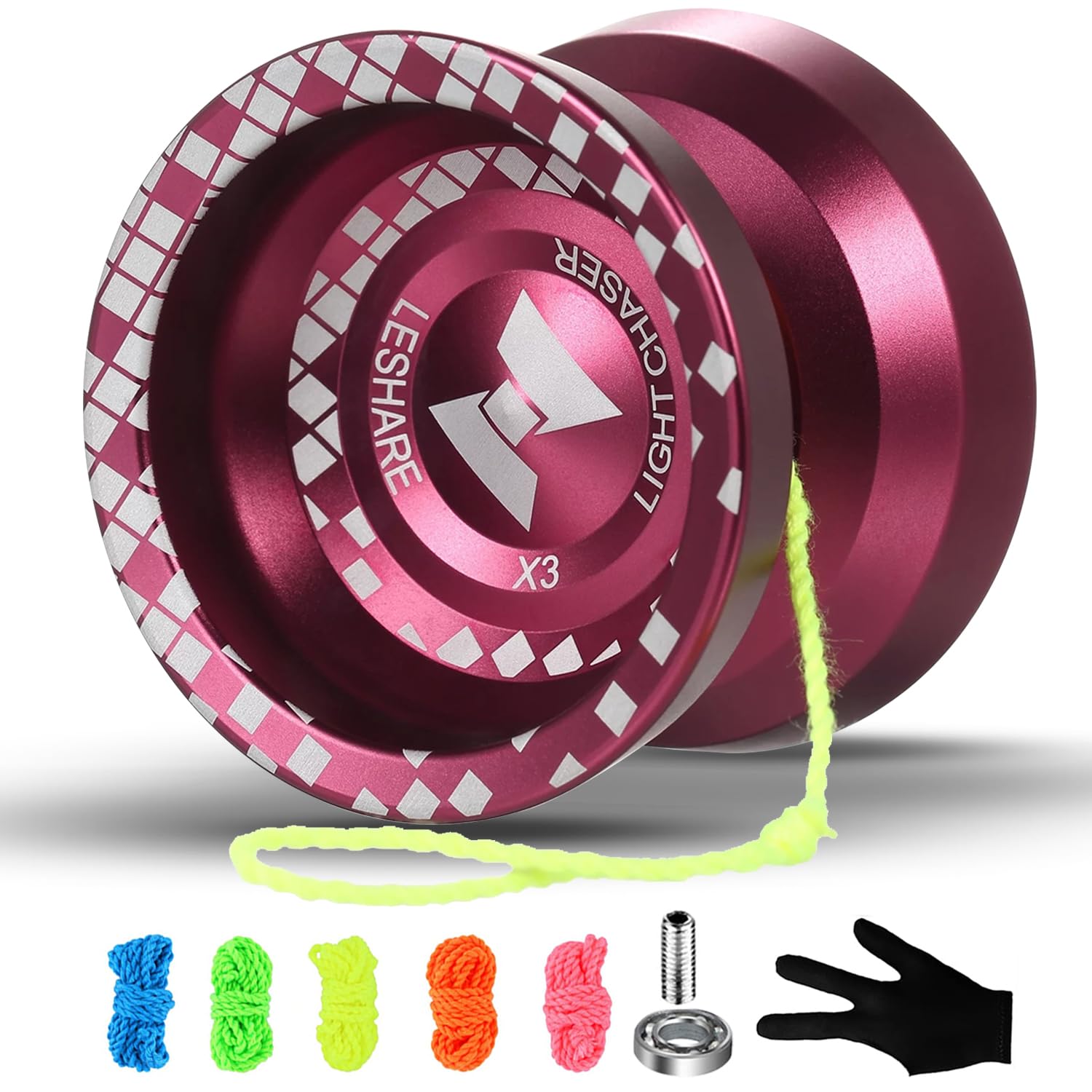LESHARE Unresponsive Yoyo Professional [Responsive Bearing Included Auto Return] with Ball Bearing Mosaic Extraordinary Yo-Yos Ball Sleeper Yoyos, Red