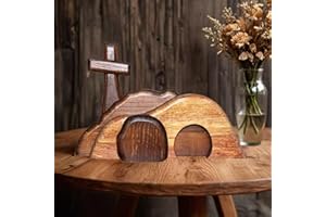 ZMGMAIBAO Empty Tomb Easter Scene and Cross, Easter Scene Wooden Religious Decor, Jesus Tomb Tray Bundle Kit, Christian Home Interiors,He Is Risen