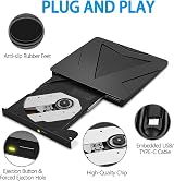 ZZOSRDR Type-C USB 3.0 External CD DVD Drive Player Writer Reader for Laptop PC view 5