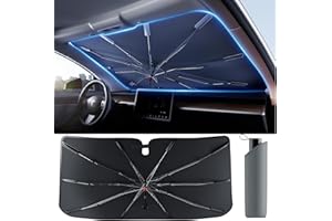 [2024 Upgrade] Weektic Windshield Sun Shade Umbrella for Car, [Newest Nano Aerogel Insulation] Protect Car Interior from Sun Rays & Heat Damage and Keep The Interior Cool, Edge Medium (57" L X 31" W)