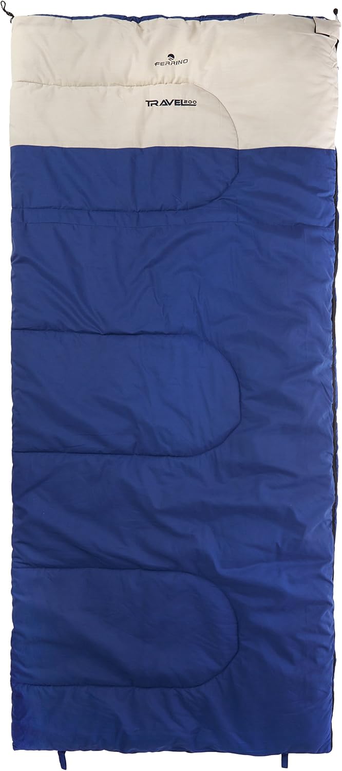 Ferrino Travel 200 Complete Sleeping Bag Blue Open, inner material cotton - Image 3