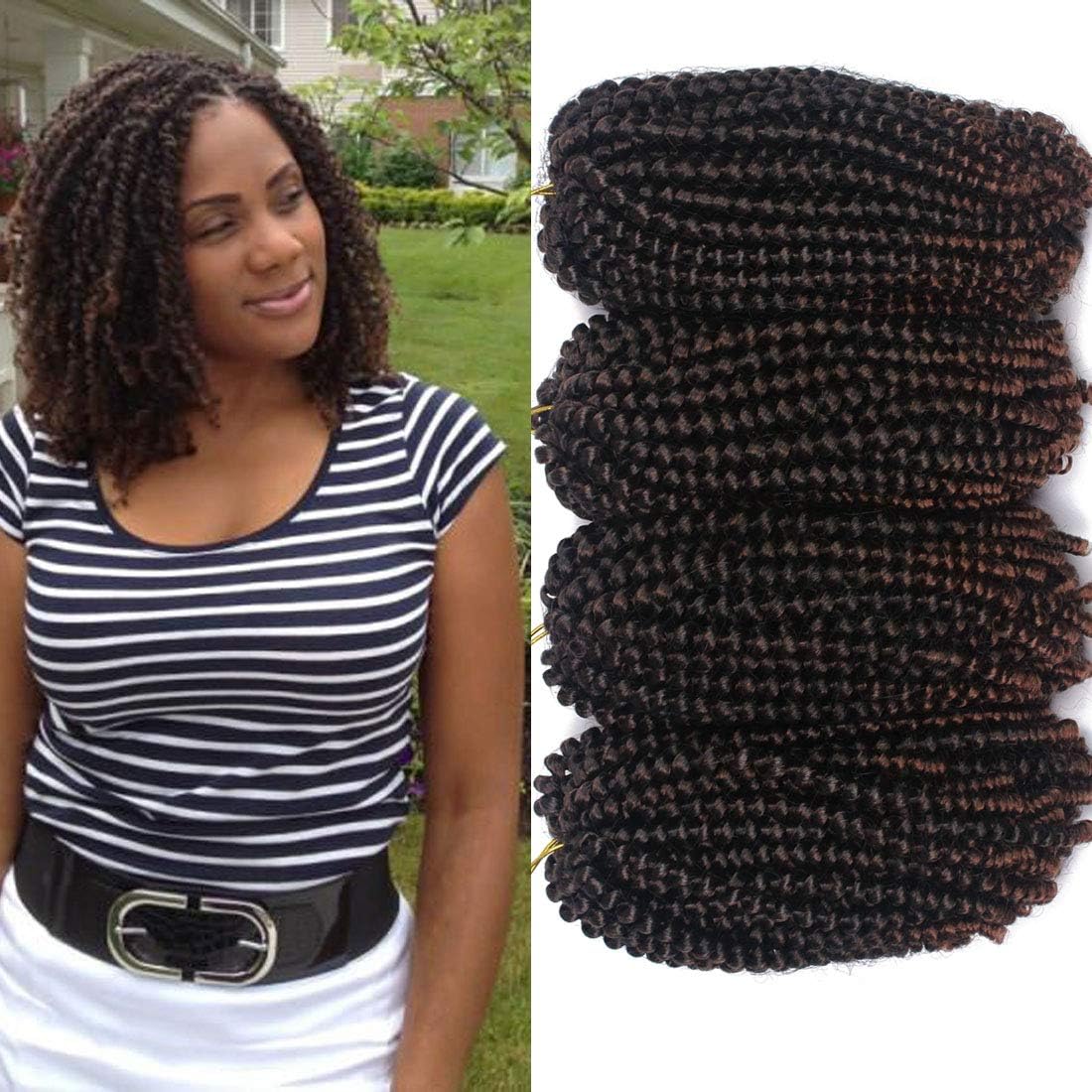 Liyate 3 Packs Spring Twist Crochet Braids Hair 8 Inch Black Blonde Synthetic Jamaican Bounce Short Fluffy Afro Spring Twist Braiding Hair Extensions for African Black Women (1B/27#)