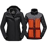 Venustas Women's 3-in-1 Heated Down Jacket, Electric Puffer Jacket with Battery, 90% Down Fill, Winter Snow Ski Heated Coat