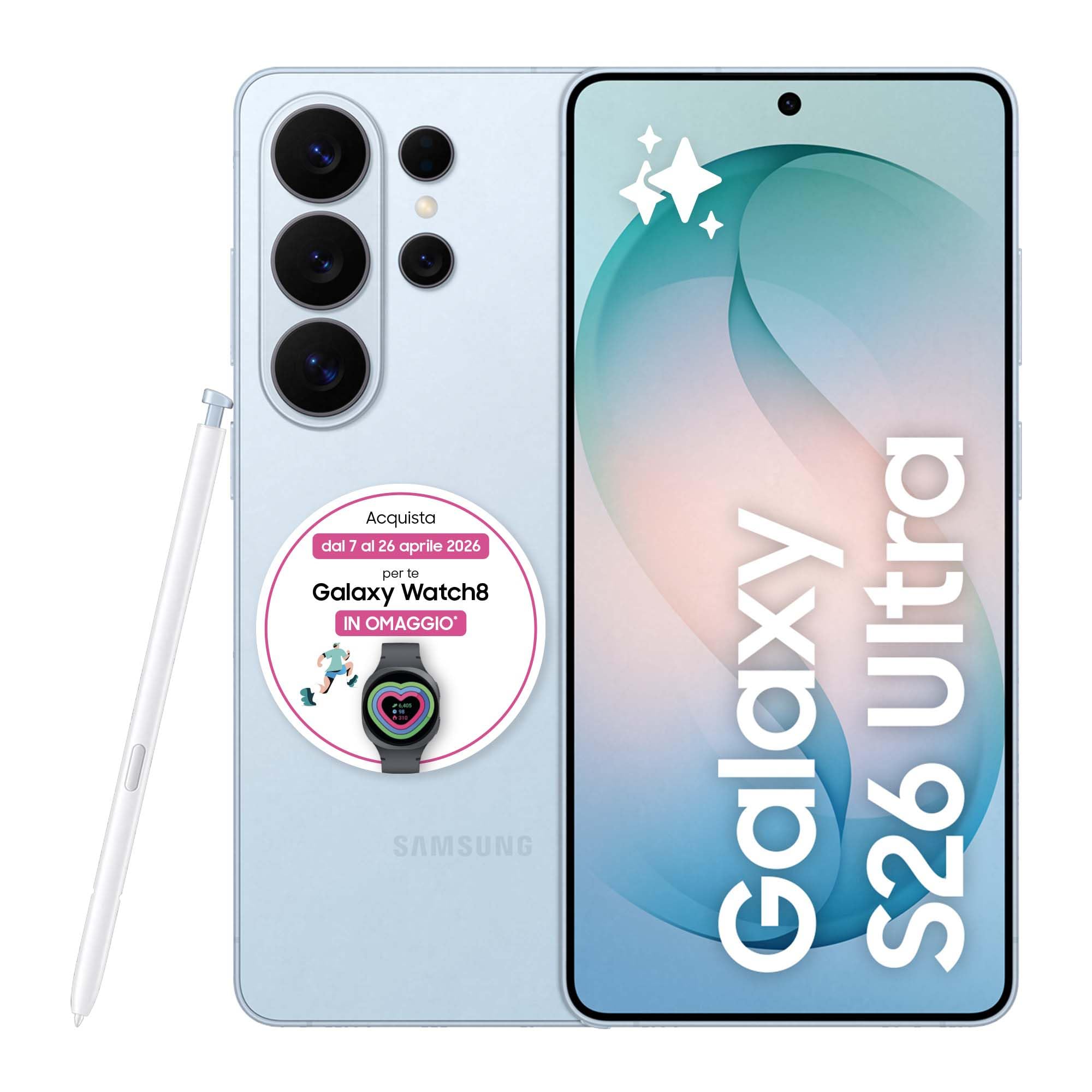 Samsung Galaxy S26 Ultra Smartphone AI, 512GB, 3 anni di Garanzia, Privacy Display Integrato, Processore Potente, Assistente Foto, Camera 200 MP, 5000 mAh, Sky Blue [Versione italiana]