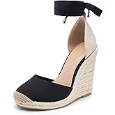 JustFab Wedge Sandals for Women Platform High Heels Summer Mule Open Toe Espadrille Wedges Slip on Comfortable Soft Arch Support Sandals
