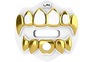 LOUD MOUTH Loudmouth Football Mouth Guard - 3D Chrome Grillz Football Mouthpiece, Fits Adult & Youth, Mouth Guard Accessories (3D Grillz - Chrome White/Gold)
