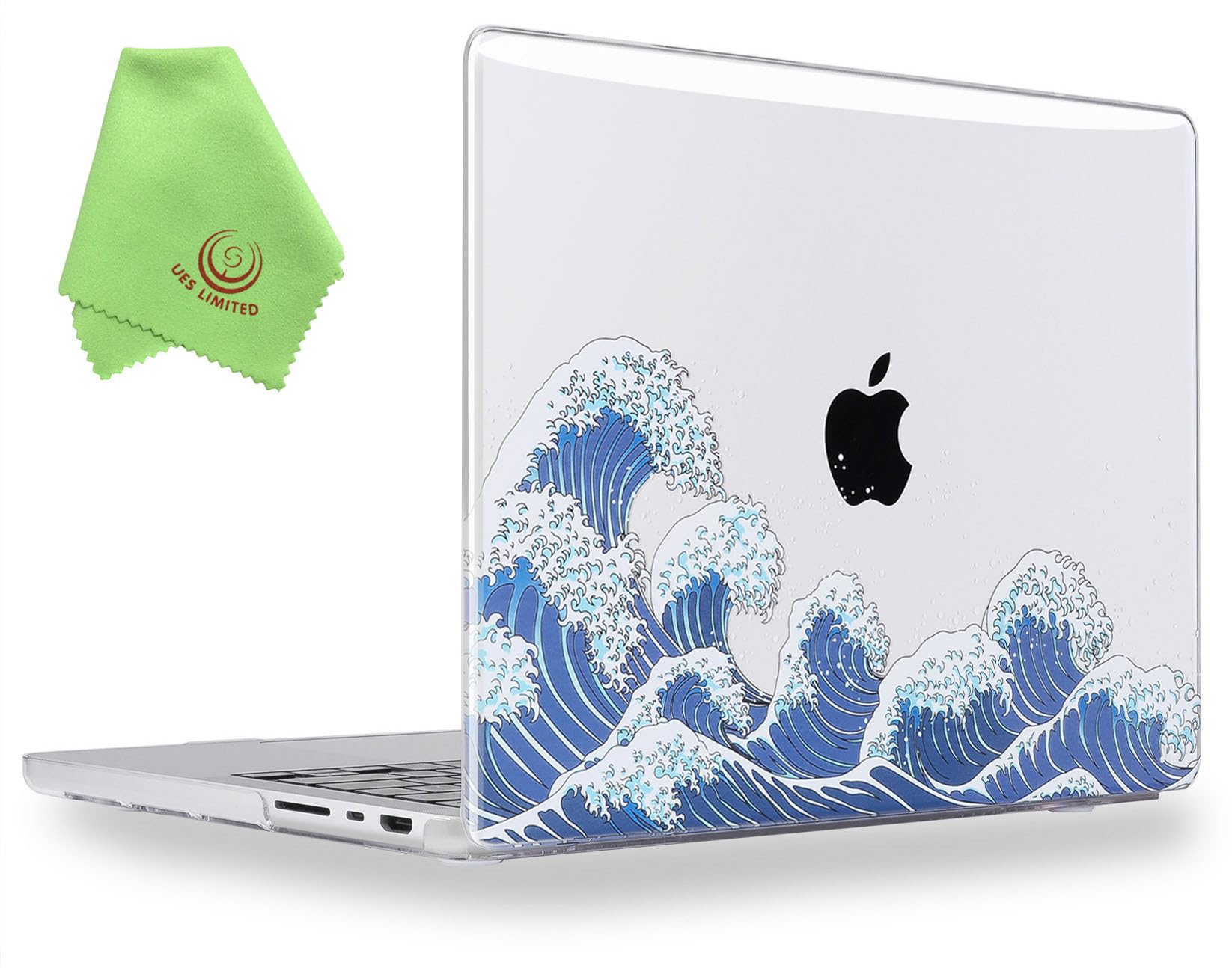 UESWILL Case Compatible with 2021-2026 MacBook Pro 16 inch M5 M4 M3 M2 M1 Pro Max chip, Creative Design Pattern Hard Shell Cover + Microfiber Cloth, Ocean Waves