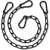 2 Pack Hanging Swing Chain with 4 Carabiners 25in, 660LB Capacity Heavy Duty Hammock Hardware Kit for Punching Bags, Swing Chairs, Indoor & Outdoor Gym (Black)