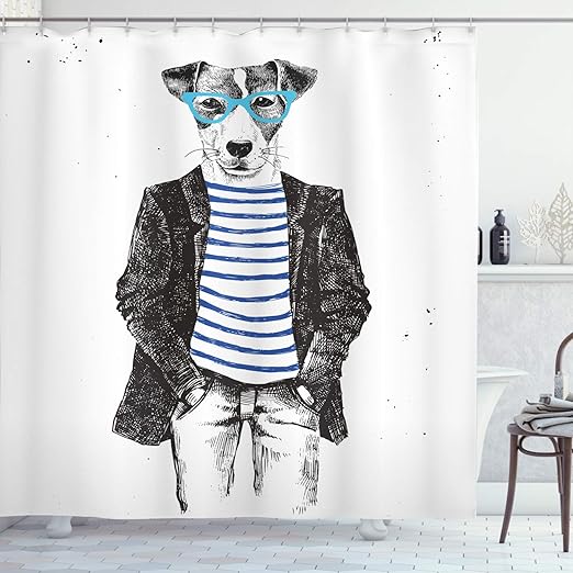 Amazon Com Ambesonne Quirky Shower Curtain By Dressed Up Hipster