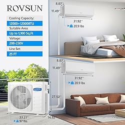 ROVSUN 2 Zone 12000 + 12000 BTU WIFI Mini Split