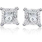 The Diamond Channel CERTIFIED 1 to 6 Carat LAB GROWN Princess-Cut Diamond Stud Earrings Round Cut 4 Prong Screw Back (F-G Color, VS1-VS2 Eye Clean Clarity)