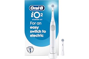 Oral-B iO Series 2 Rechargeable EleCountric Powered Toothbrush Starter Kit, Pure White with 2 Brush Heads - Automatic Pressur